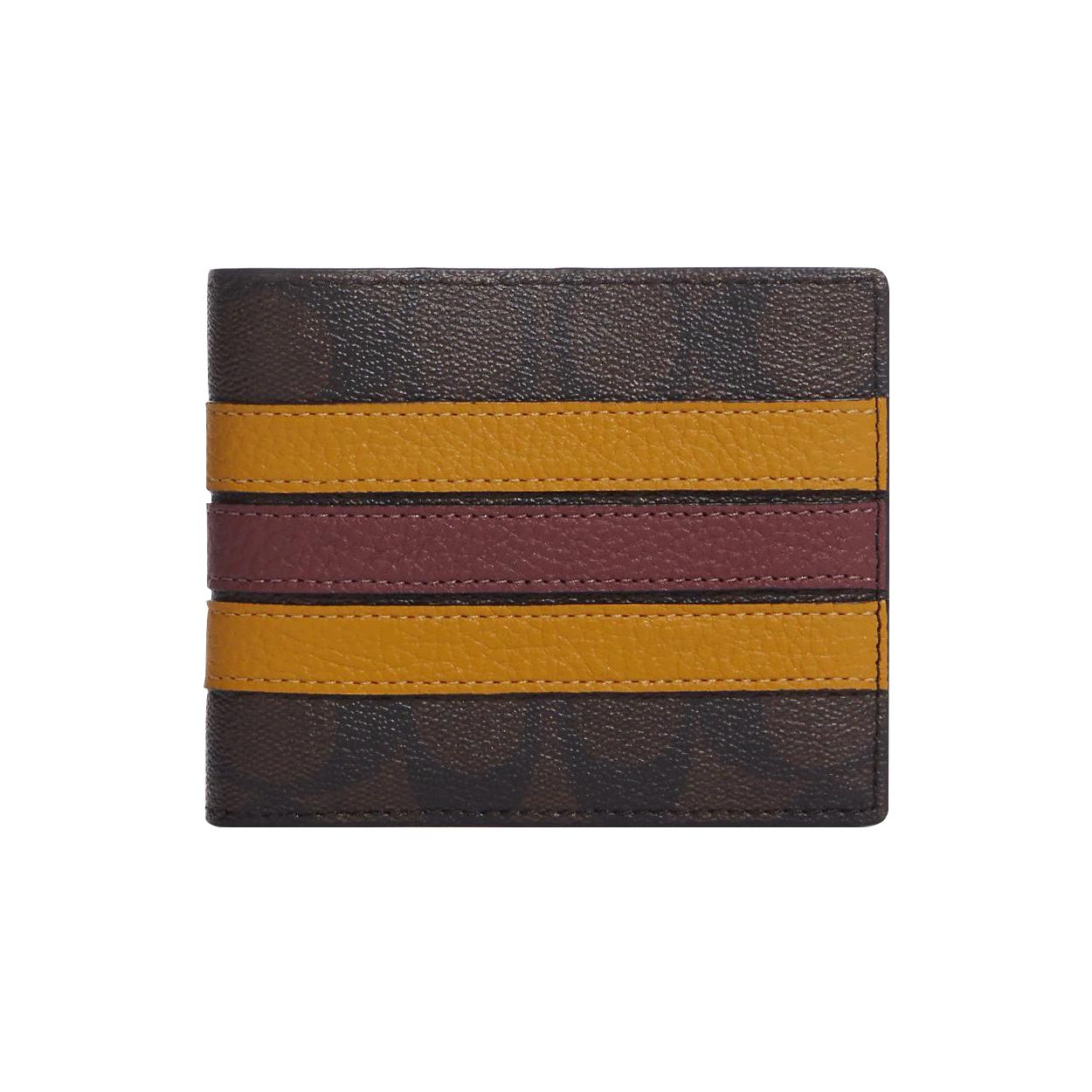 

Coach 3 In 1 Wallet With Multiple Card Slots Striped Coated Canvas And Smooth Calfskin Card Holder Men Wallets Peach-Blossom Buttercup 3008-QBUOR Basic Set (Bag+Dust Bag)