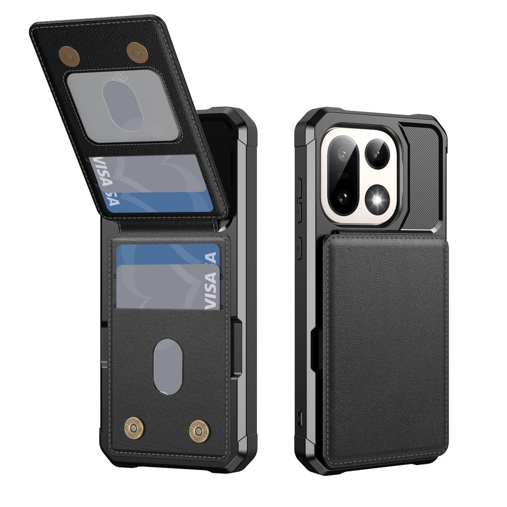 Applicable To Oneplus15 Mobile Phone Case, OnePlus 15 Back Cover Card Holder Anti-drop Protective Case Open Solid Color Case Up and Down
