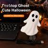 Spooky Home Decorations Cute Ghost Night Light with Spring Base USB Powered Mini Halloween Unique Holiday Gifts Tree Topper LED for Party,