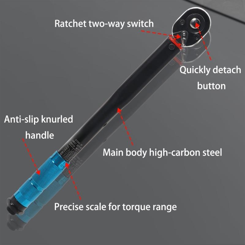 Bidirectional Adjustable Torque Wrench with Preset Function and Ergonomic Handle Fit for Precise Tightening Applications