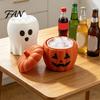 Stackable Ice Making Container Halloween Bucket Mold, Pumpkin Ghost Silicone Tray with Drain Basket, 2 In 1 Freezer Drink Cooler for Party Drinks And