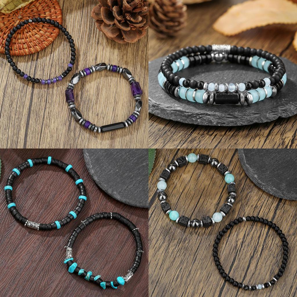 Black Crystal Stone Hand Chain With Geometric Design For Travel And Gifts