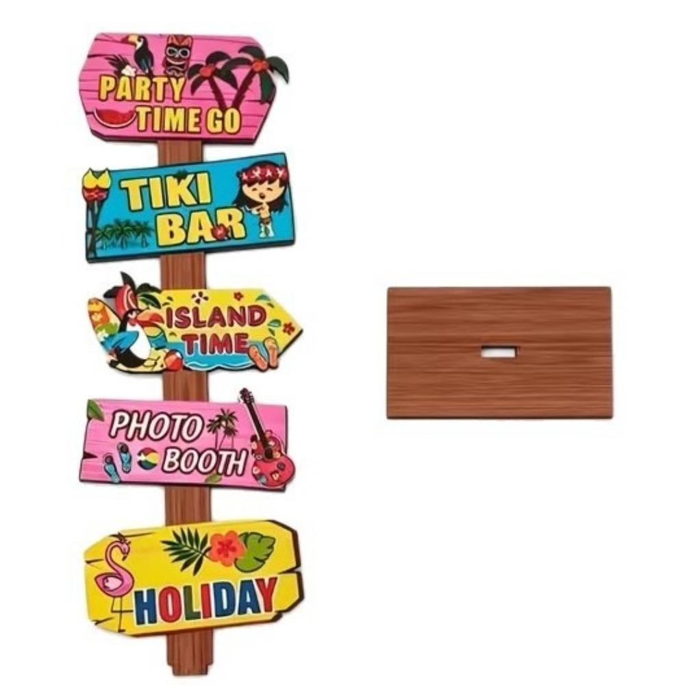 Colorful Summer Party Signs Wood Beach Word Art Sign Hawaiian Tiki Decorative Plaque  Bar Wood