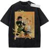 Men's Vintage Washed Dragon Ball T-Shirt Goku Vegeta Gohan Fight Graphic Oversized Anime Tee Streetwear Casual Daily Campus