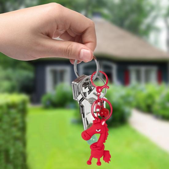 Cool Horse Keychain Cute Cartoon Horse Charm Keychain Metal Keyring with Bell Keychain for Backpacks Handbags