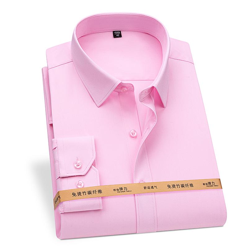 Bamboo Fiber 8XL Men Shirt Long Sleeve Casual Big Size Shirts for Men Without Slim Fit Office Blue White Shirts Men Long Sleeve