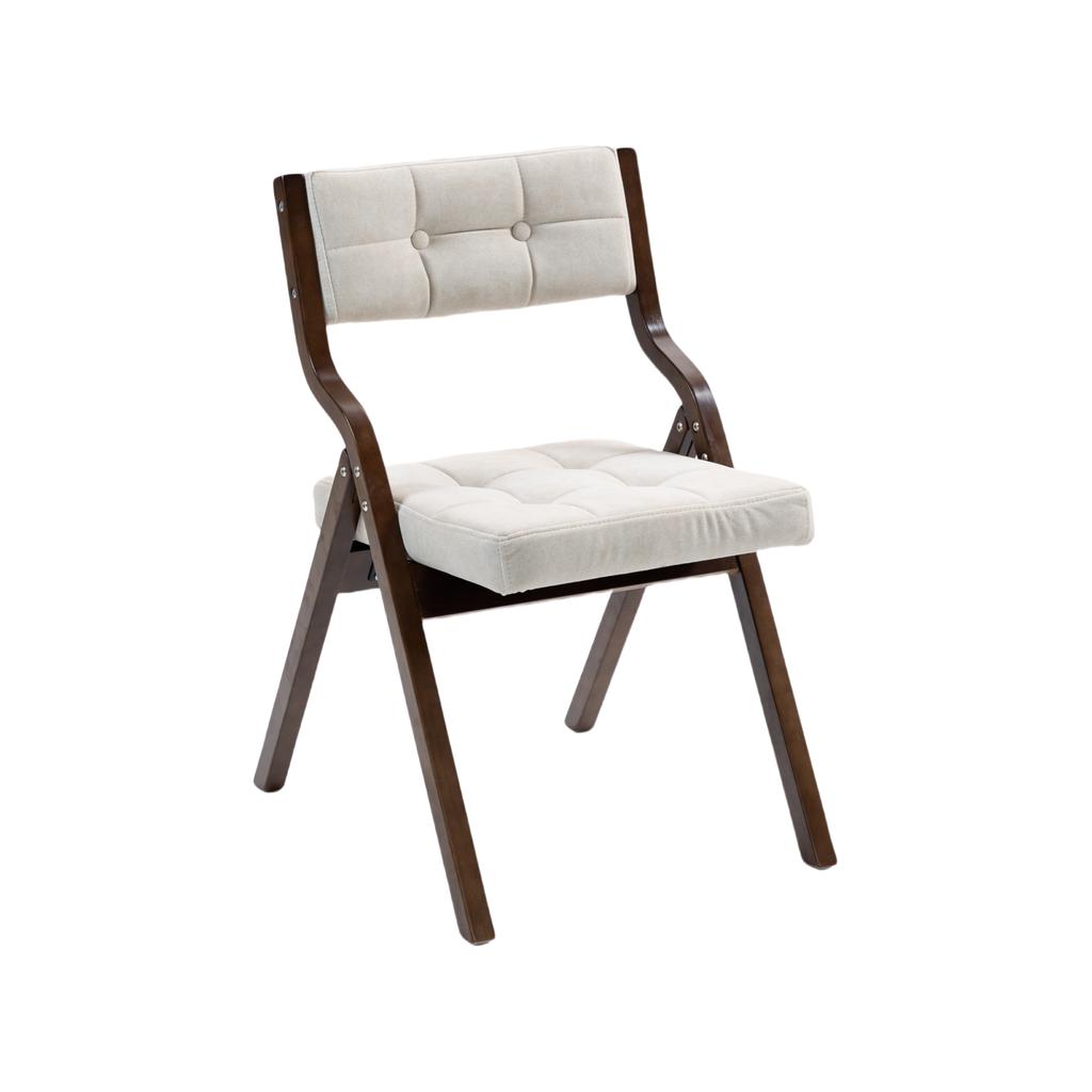 HOMEFUN Folding Chairs, Wooden Padded Chairs 2 Pack, Portable and Assembled Dining Chair for Guests Kitchen Office Wedding and Party, Cream