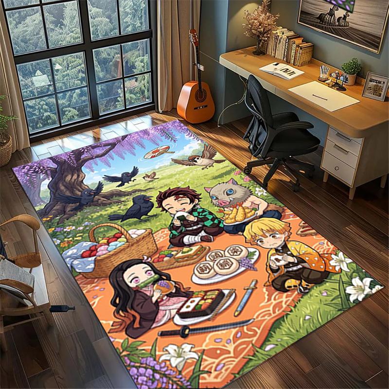 Large Area Carpet "Demon Slayer" Non Slip Washable Floor Mat Home Bedroom Gamer Decor—kwq22