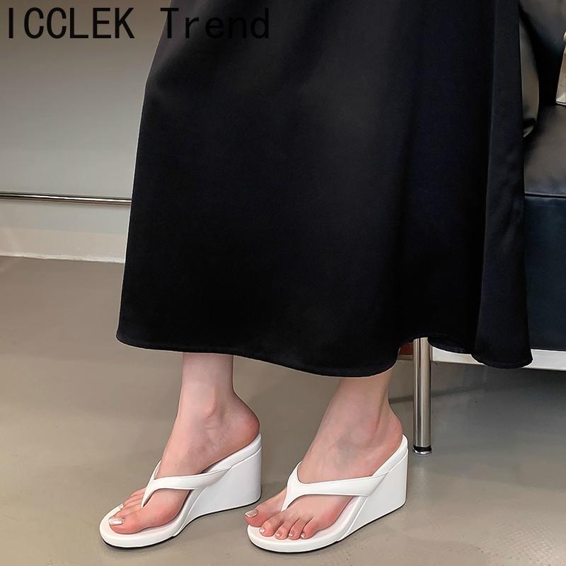Fashion Clip Toe Wedges Heel Women Slippers Designer Party Dress Flip Flops Ladies Slides Shoes