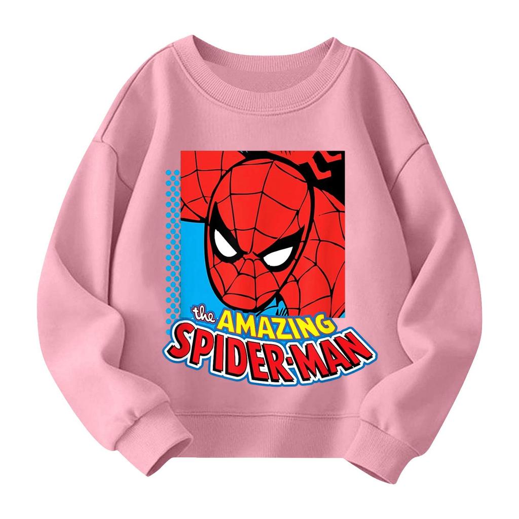 Boys and girls round neck plus velvet pullover printed top sweatshirt