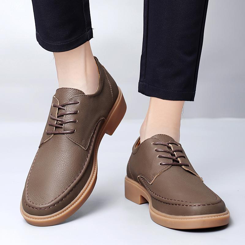 Fashion Men's Business Casual Leather Shoe With Lace -Up British-Style Daily Commuting Shoes Low-Top  Durable Trendy And Versatile Shoes