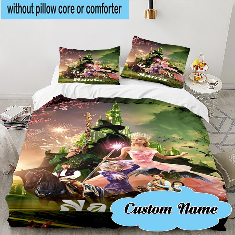 3PCS Custom Name Magic Friendship witch Bedding Set, Including 1pc Duvet Cover And 2pcs Pillowcases, Suitable for dorms and bedrooms Gift