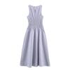 Women's New European and American Fashion Sleeveless Vest Plaid Midi Dress