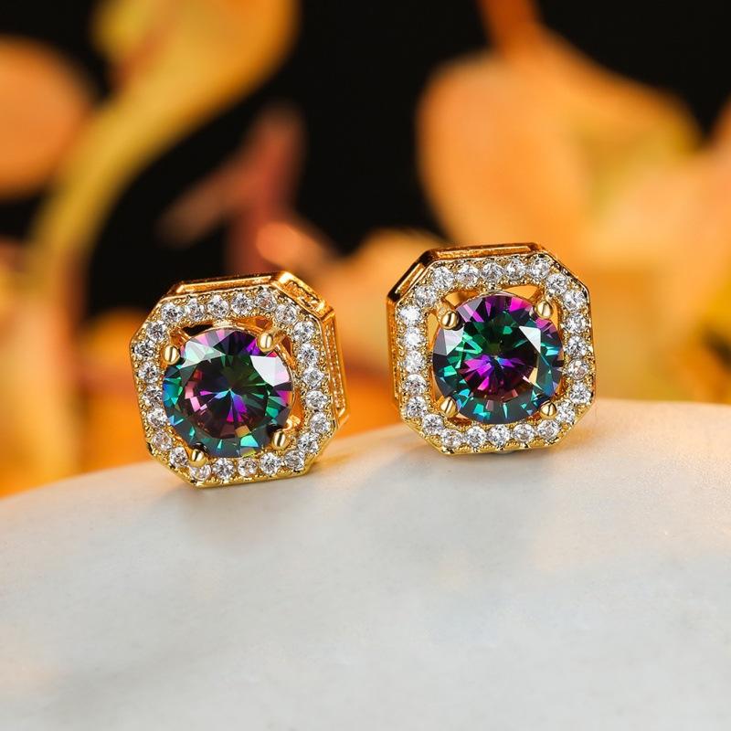 Hot-selling crystal zircon stud earrings slightly inlaid with white diamonds, fashionable and simple earrings for women