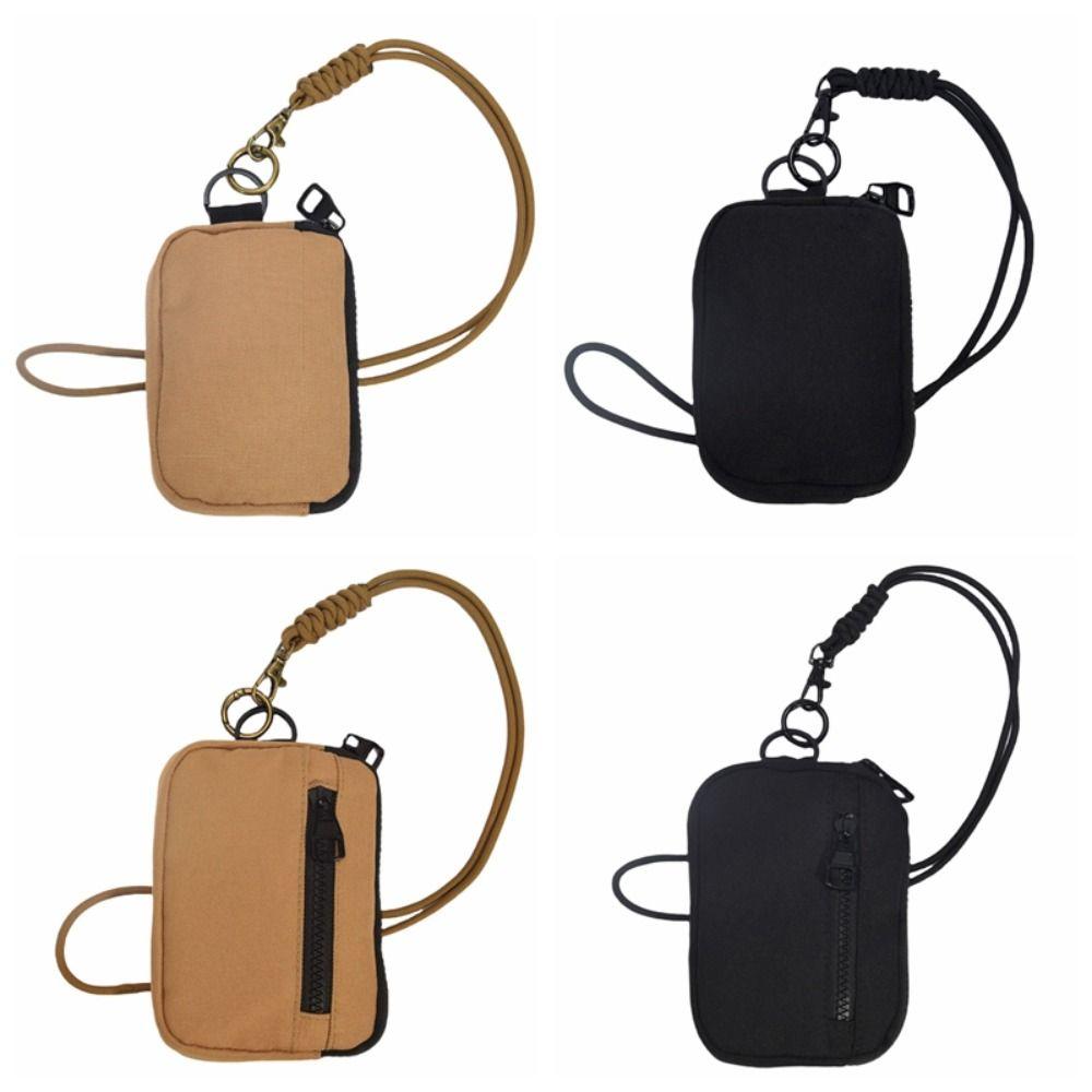 Solid Color Hanging Neck Wallet Multifunctional Small Storage Bag  Zipper Bag