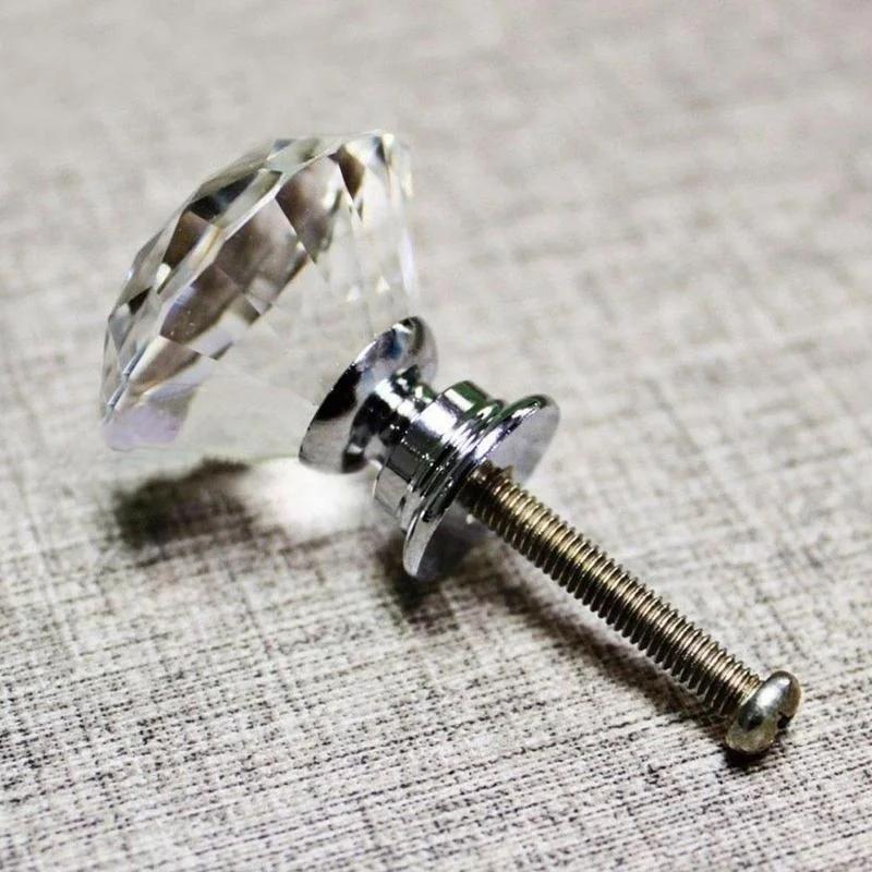 New Ideas Diamond Crystal Handle Handles Drawer Knobs Furniture Handles with Screws Home Decoration with Screws