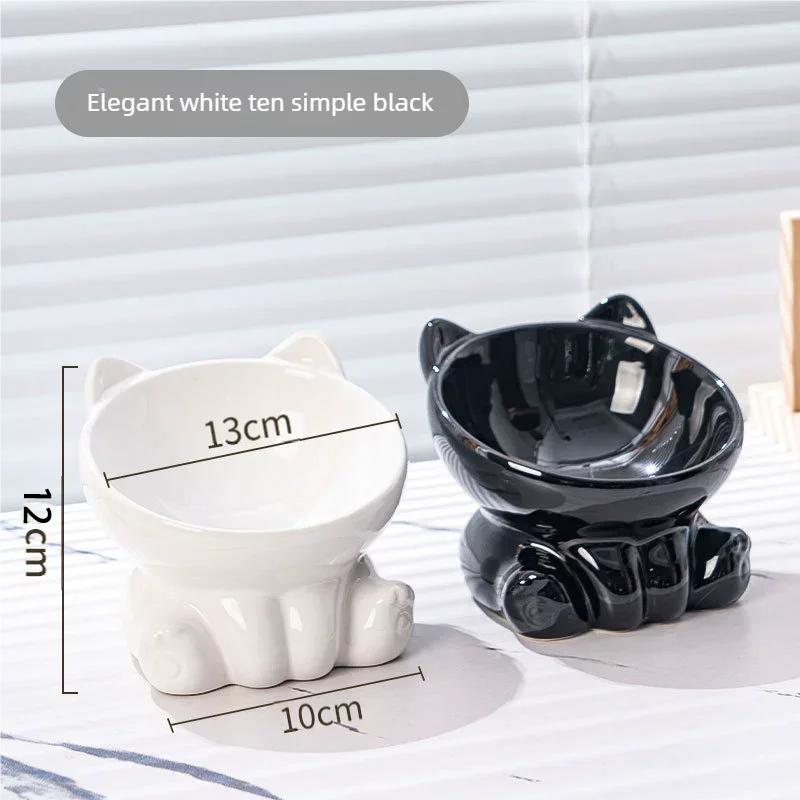 Cat Bowl Pet Accessories Ceramic Diagonal High Feet Cute Protection Cervical Spine Dog Bowl Drink Water Bowl Pet Supplies