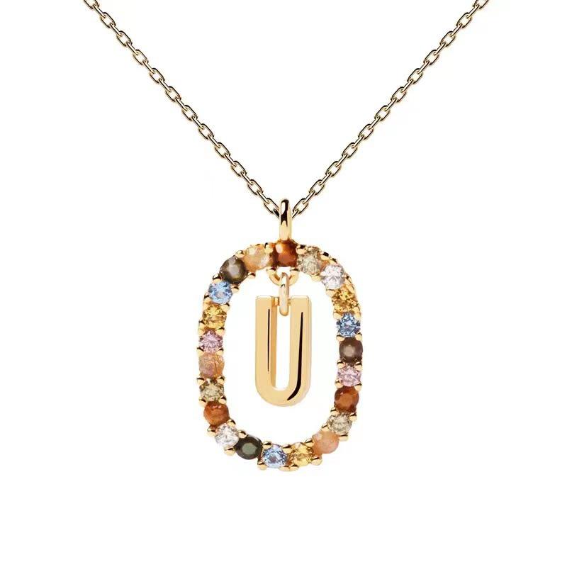 European & American Spanish Zircon Alphabet Necklace - Stylish Clavicle Chain Pendant