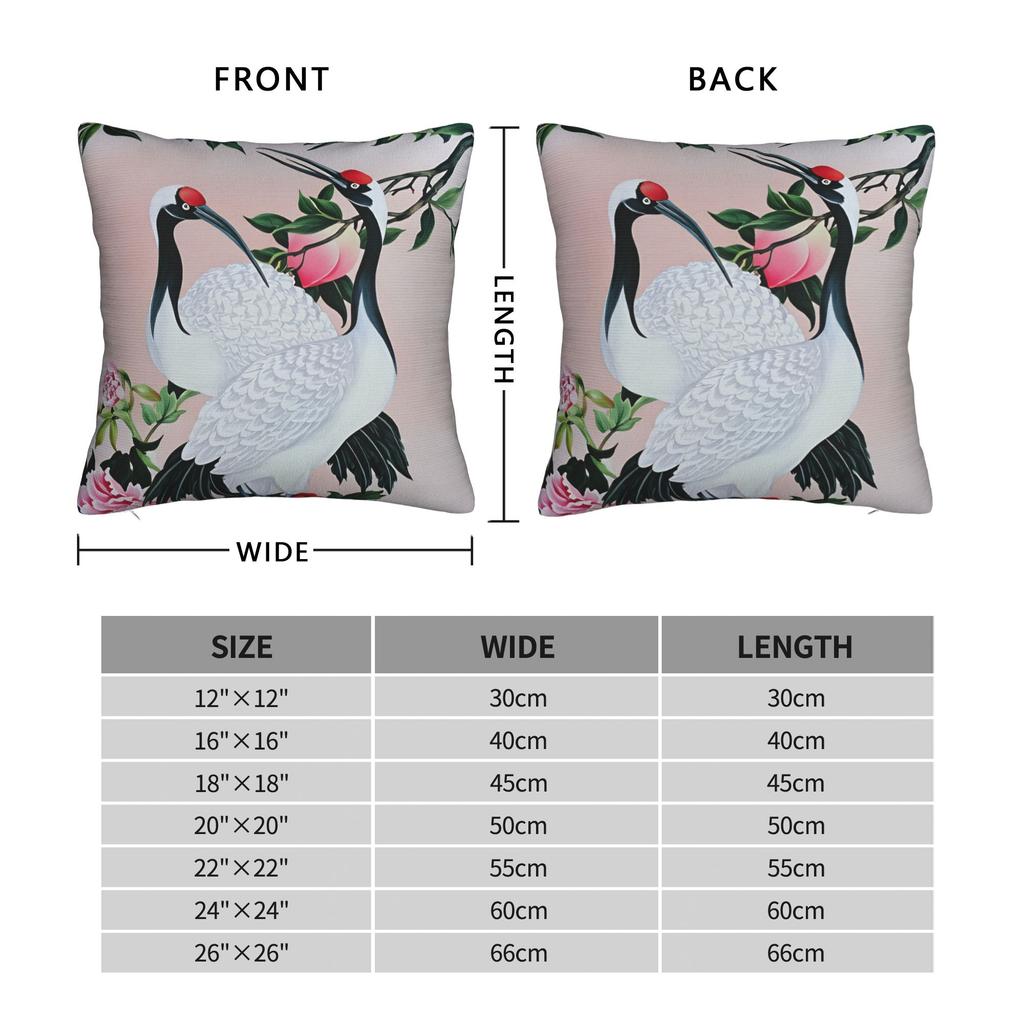 Pillow Cover Chinese Style Crane Kawaii Pillow Case For Sofa Home Decor Pillowcases