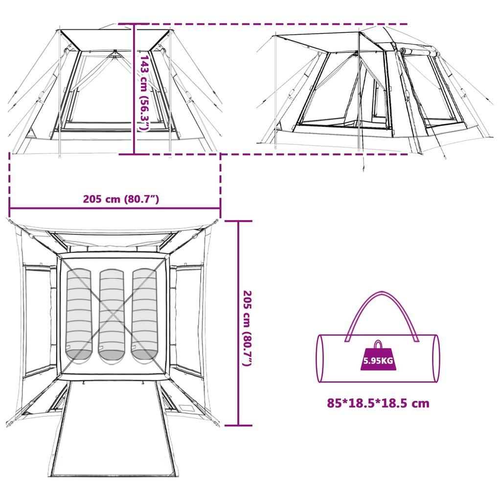 3 Person Instant Tent with Removable Rain Fly