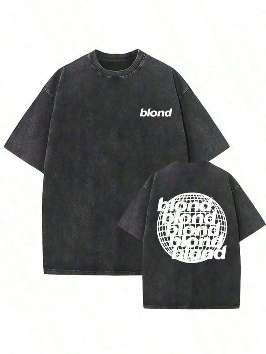 

Vintage Washed Blond Frank Ocean Disco Ball Graphic Oversized Cotton TShirt for Hip Hop Music Fans Harajuku S