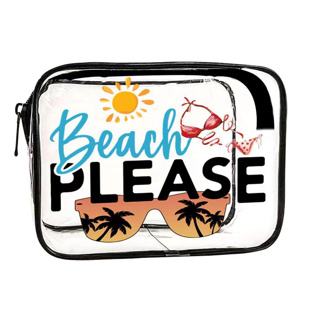 1pc All-Purpose Waterproof PVC Cosmetic Bag - Clear Travel Pouch for Toiletries Makeup & Beach Essentials