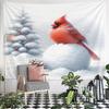 Red Cardinal Perched On Snowball Pinecone Tapestry Wall Hanging Winter Forest Bird Christmas Decor Living Room Gift