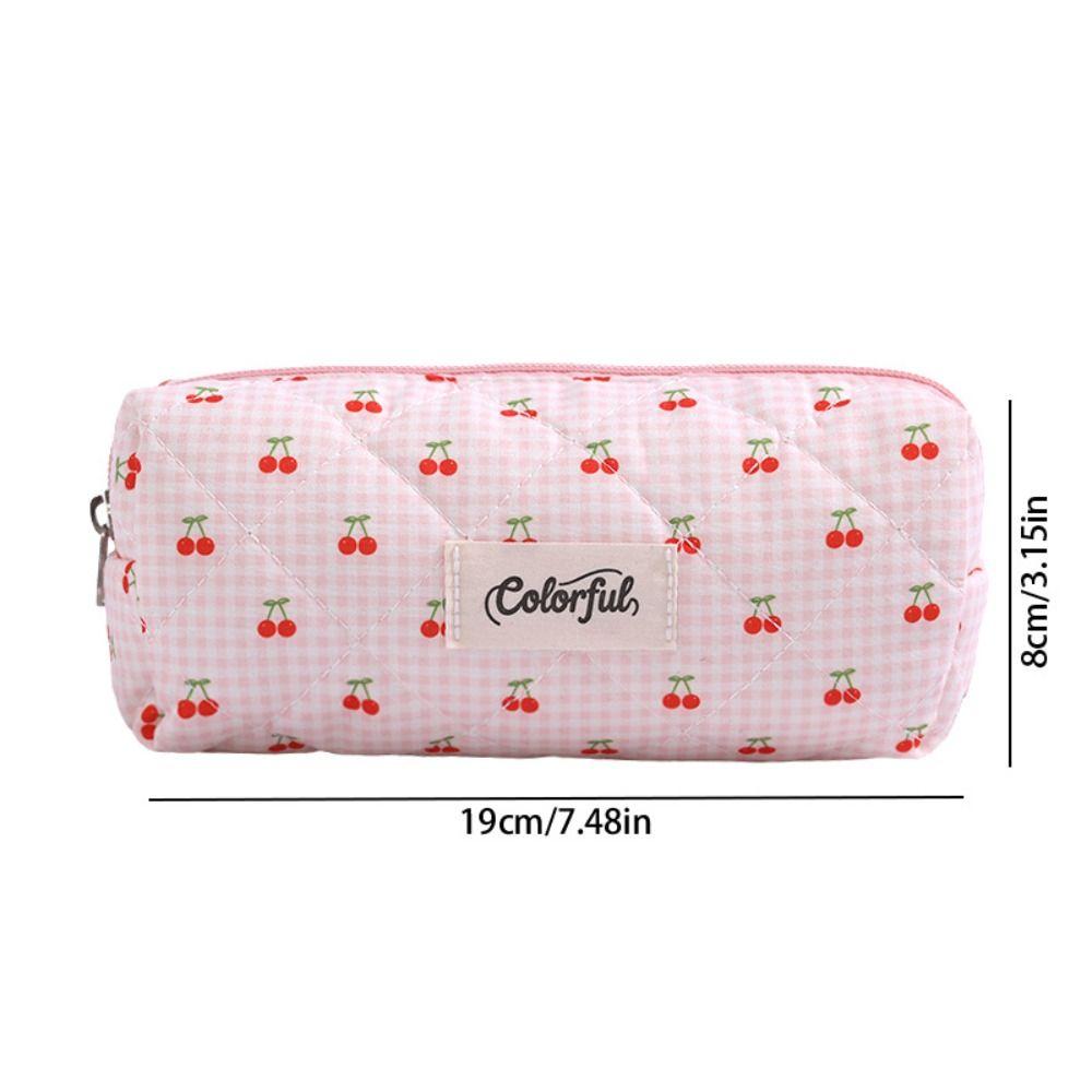 Nuovo Astuccio con Stampa Ciliegie a Quadri Grande Capacità Design con Zip Borsa per Penne Organizer Multifunzione per Cancelleria Scuola Ufficio
