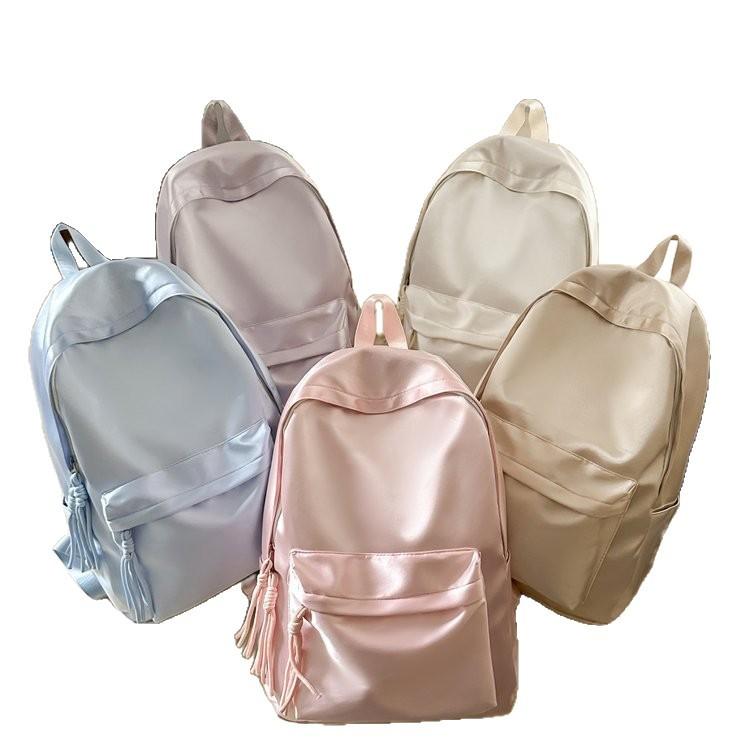 Schoolbag school bag solid color simple college student Japanese versatile backpack ins large capacity girl light backpack lazy wind