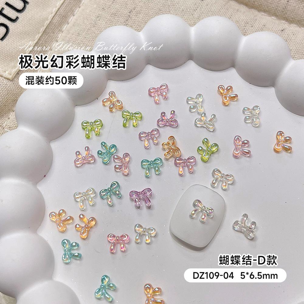 Mixed Butterfly Knot Nail Accessories Internet Celebrity Mini Aurora Illusion 3D Tie DIY