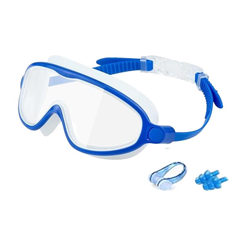 Children's Large Frame Swim Goggles with Nose Cover, Waterproof Anti-Fog, for Boys and Girls