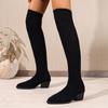 Pointed Over Knee Socks Boots Women's Winter Skinny Large Size Medium Heel Elastic Skinny Boots
