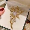 Fashion Rhinestone Bauhinia Flower Brooches For Women Clothing Coat Jewelry Accessories Gifts