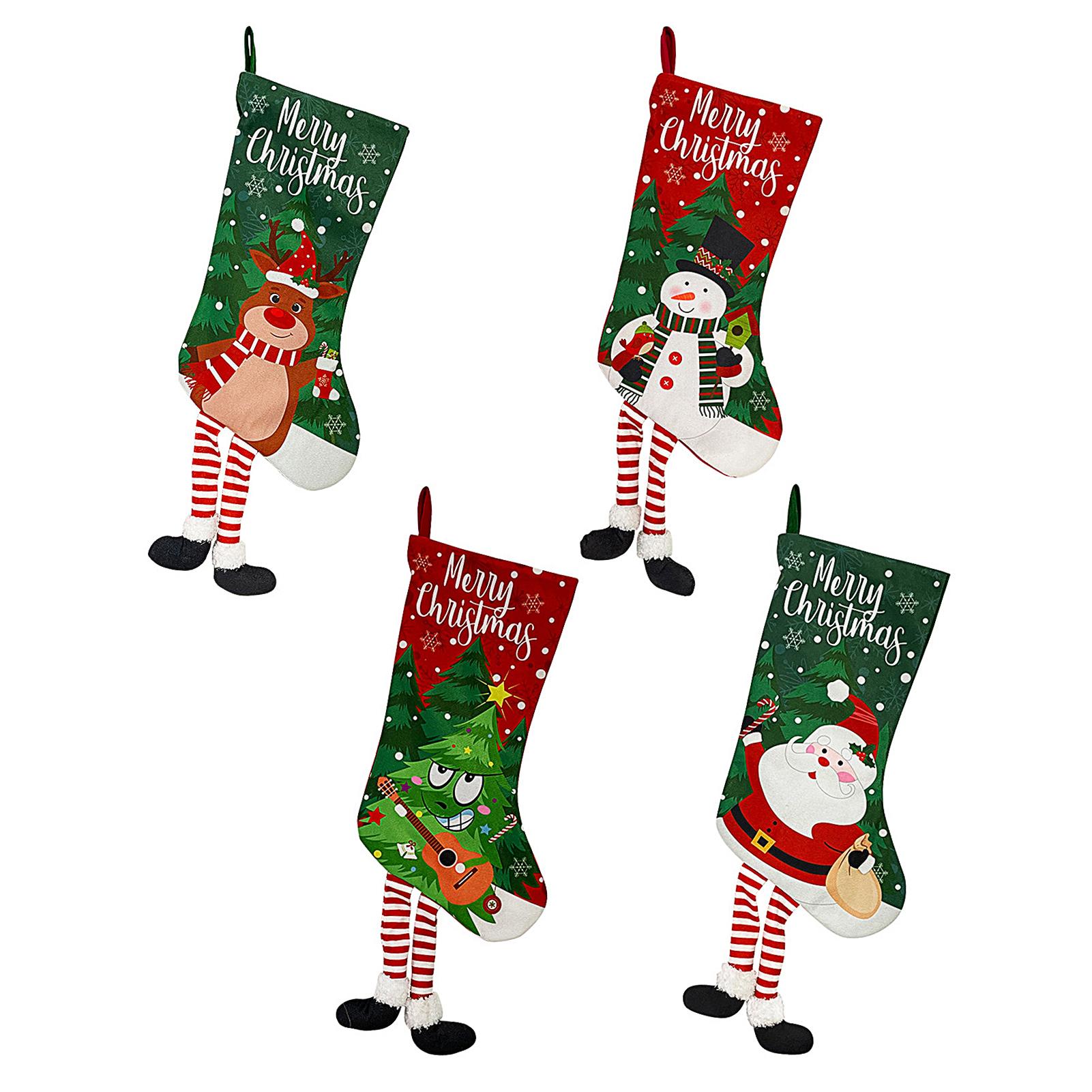 

4pcs Xmas Socks Comfortable Cute Cartoon Elk Old Man Xmas Tree Snowman Decorative Socks for Xmas