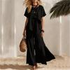 Completo estivo casual da donna in due pezzi, top ampio a maniche corte con pantaloni a gamba larga, outfit leggero e comodo per l'uso quotidiano