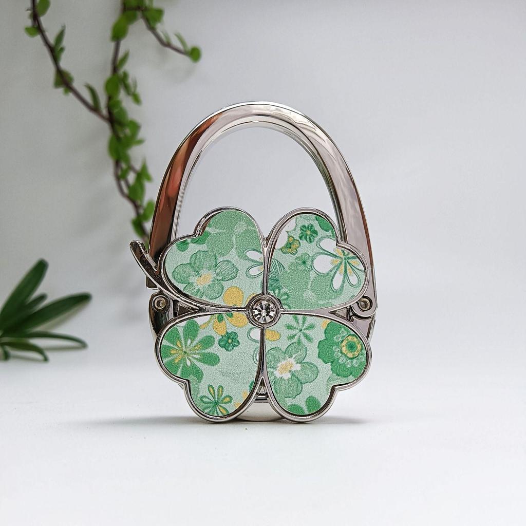 Four-Leaf Clover Floral Handbag Hook - Decorative Storage Accessory