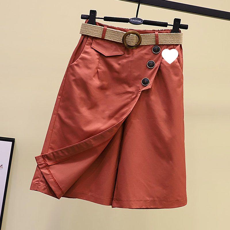 Sommer 2024 Dame Mote Fem-punkts Skjørtbukser: Elastisk midje, Vide ben, Slim fit