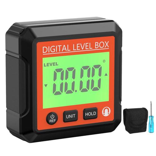 Zynphancer Tragbare Metall Digitale Wasserwaage Winkelmesser, Staubdicht, für Regale (Rot und Rot)