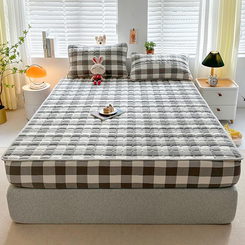 Sleeping Grid Skin Friendly Pure Cotton Thick Bed Sheet