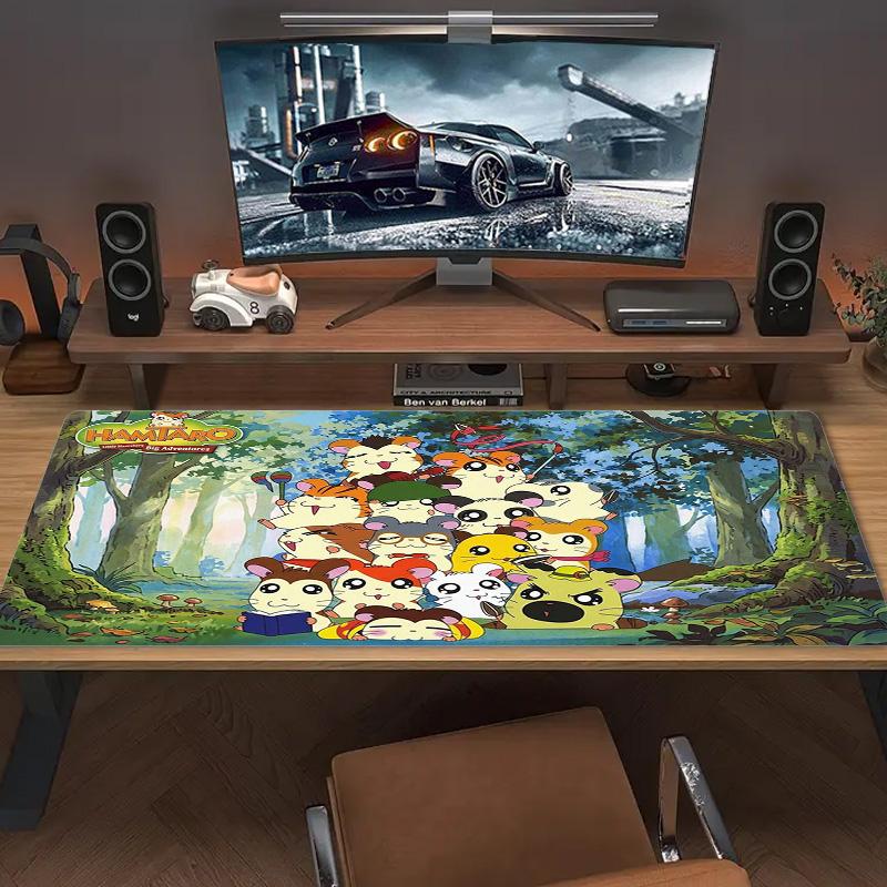 Hamtaro Anime Color Mouse Pad Large Gaming Table Cushion Non-slip Laptop Tablet Big Mousepad XXL Mat Mini PC Playmat With Lock Edge
