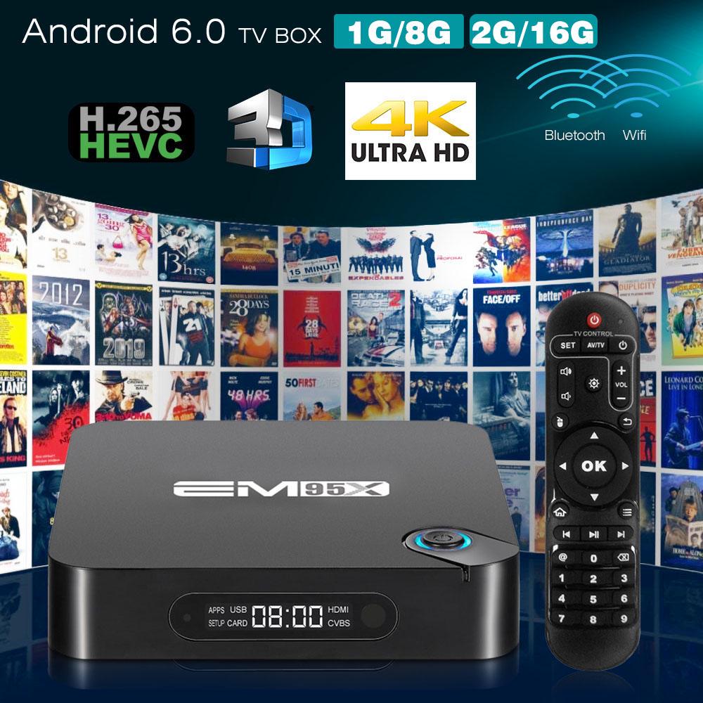 EM95X Android TV-Box Amlogic S905X Quad Core 64bit 4K