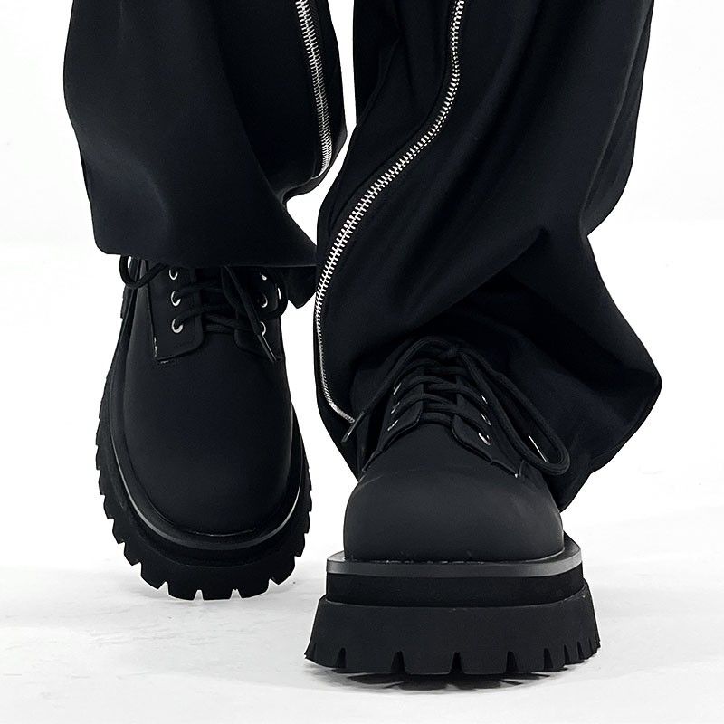 2025 Herren Hochwertige Britische Formelle Kleidung Runde Zehenpartie Lederstil Dicke Sohle Erhöht Großer Kopf Derby Schuhe