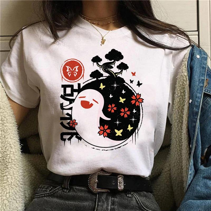 Y2k Female Genshin Impact T Shirt Kawaii Hu Tao Graphic Tees Xiao Kaedehara Kazuha Tshirt 90S Tops Harajuku Tshirt Women