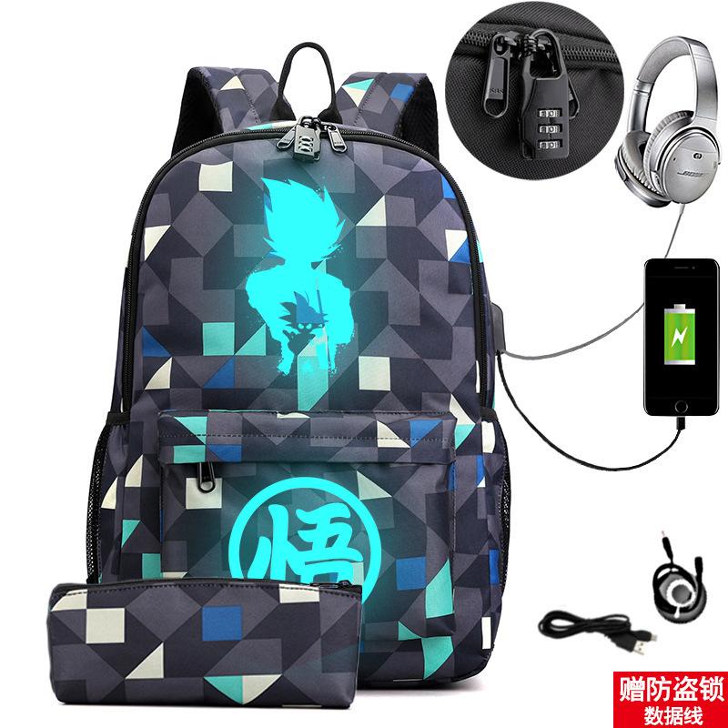 Usb Large Capacity Leisure Travel Backpack Animation Printing Luminous Schoolbag Student Pencil Case