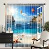 Set Of 2 Scenic Seascape Curtains Polyester Beach Holiday Window Decor Coastal Home Curtain With Rod Pocket