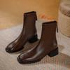 Martin Boots Damenstil neue Damenstiefel Nieten Einzelstiefel Retro mittlerer Schaft eckige Spitze dicker Absatz kurze Stiefel