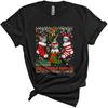 Merry Christmas Funny Plaid Leopard Reindeer ELF Santa American Shorthair Cats In Xmas Socks Unisex T-Shirt Black