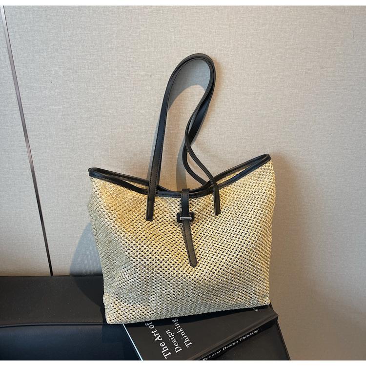 Straw large-capacity mother and child bag spring new woven bag vacation shoulder tote bag