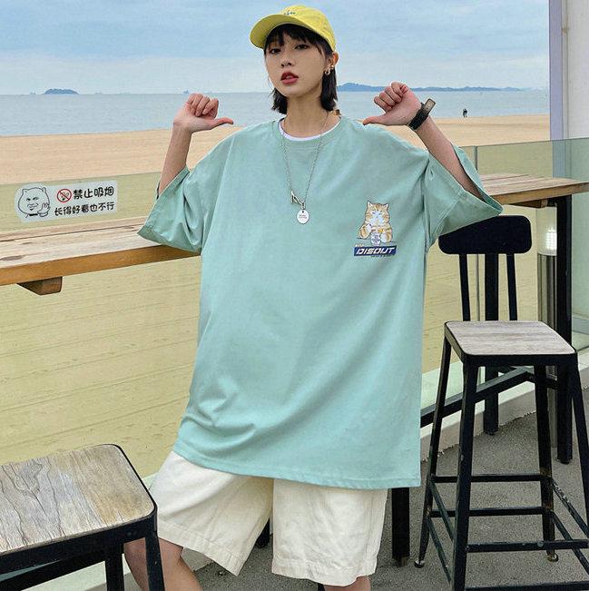 Streetwear Summer Cotton Women's T-shirt Short Sleeve Casual Harajuku Cartoon Printing Oversized T Shirts For Girls