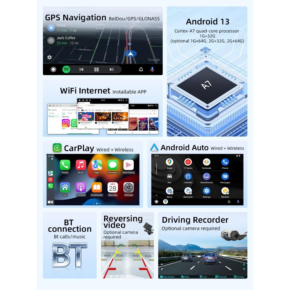 2Din bilradio Android for Volkswagen Golf 5 6 Polo Passat B6 B7 Jetta Caddy Touran Universal Multimedia Carplay Navigasjon GPS 2+64GB